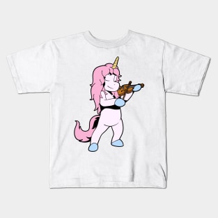 Comic unicorn playing violin Kids T-Shirt